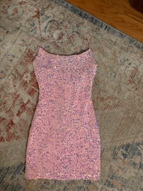 B Darlin Pink Sequin Spaghetti-Strap Mini Dress